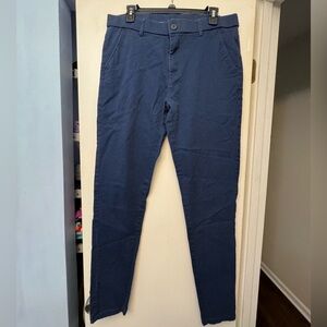 Plaid & Plain Mens Skinny Fit Navy Dress Pants, Size 33W x 34L